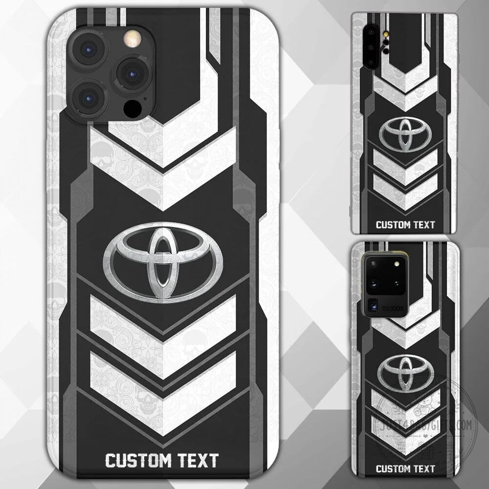 Toyota Car Logo Custom Name Black and White Chevron Pattern Phone Case
