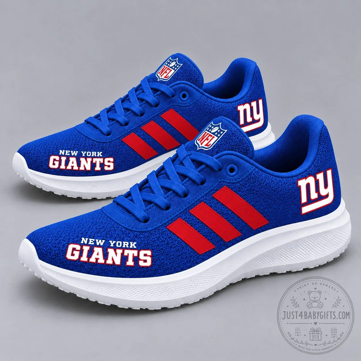 New York Giants NFL Football Team Royal Blue and Red Stripe Sport Shoes