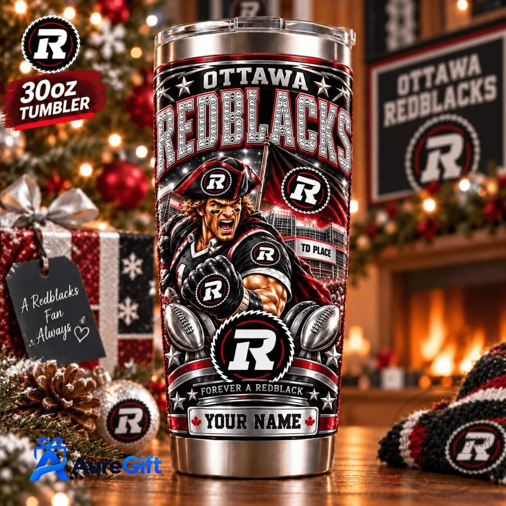 Ottawa Redblacks Canadian Football League Christmas Personalized Name Tumbler Ottawa Redblacks Canadian Football League Christmas Personalized Name Tumbler