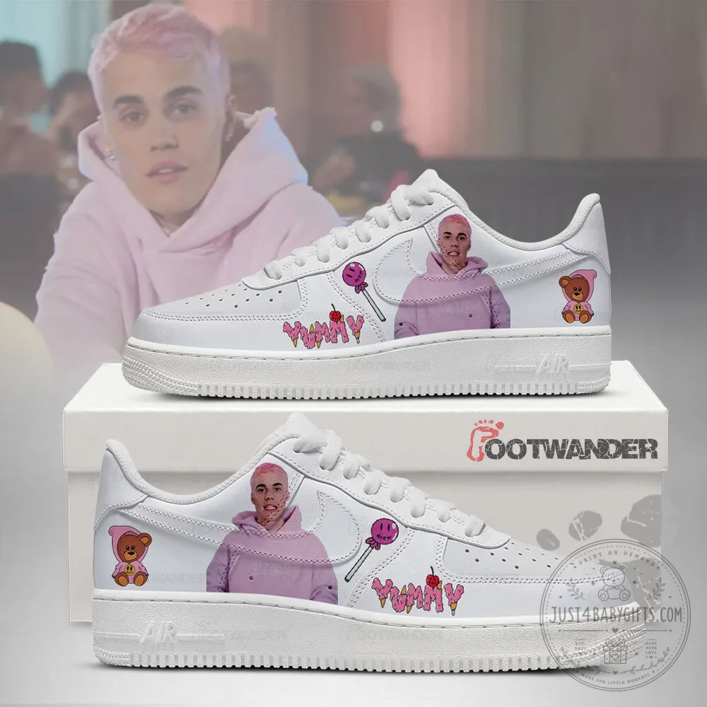 Justin Bieber Yummy Song Inspired White Fashion Sneakers Shoes