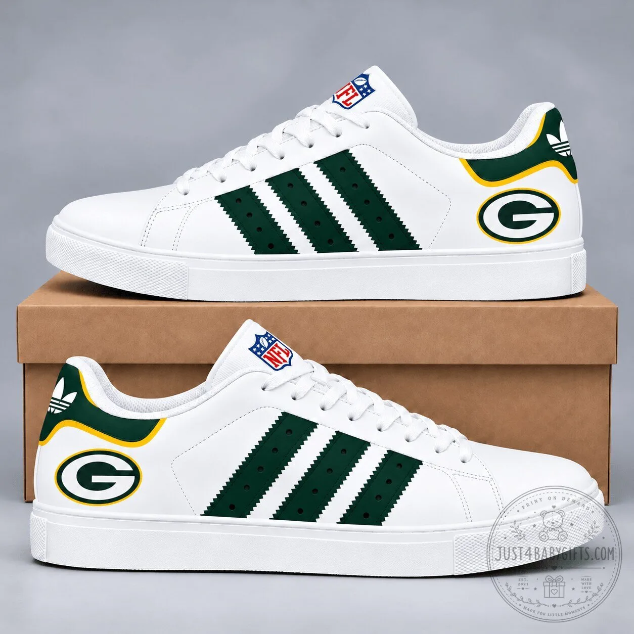 Green Bay Packers National Football League Team Logo Sneakers Shoes