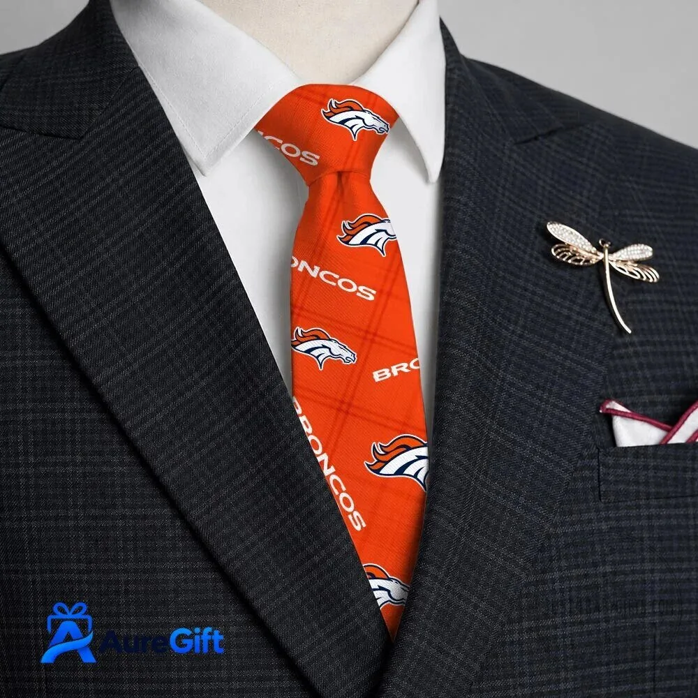 Denver Broncos NFL Team Logo Pattern Necktie for Men, Football Fan Accessory 1 Denver Broncos NFL Team Logo Pattern Necktie for Men, Football Fan Accessory