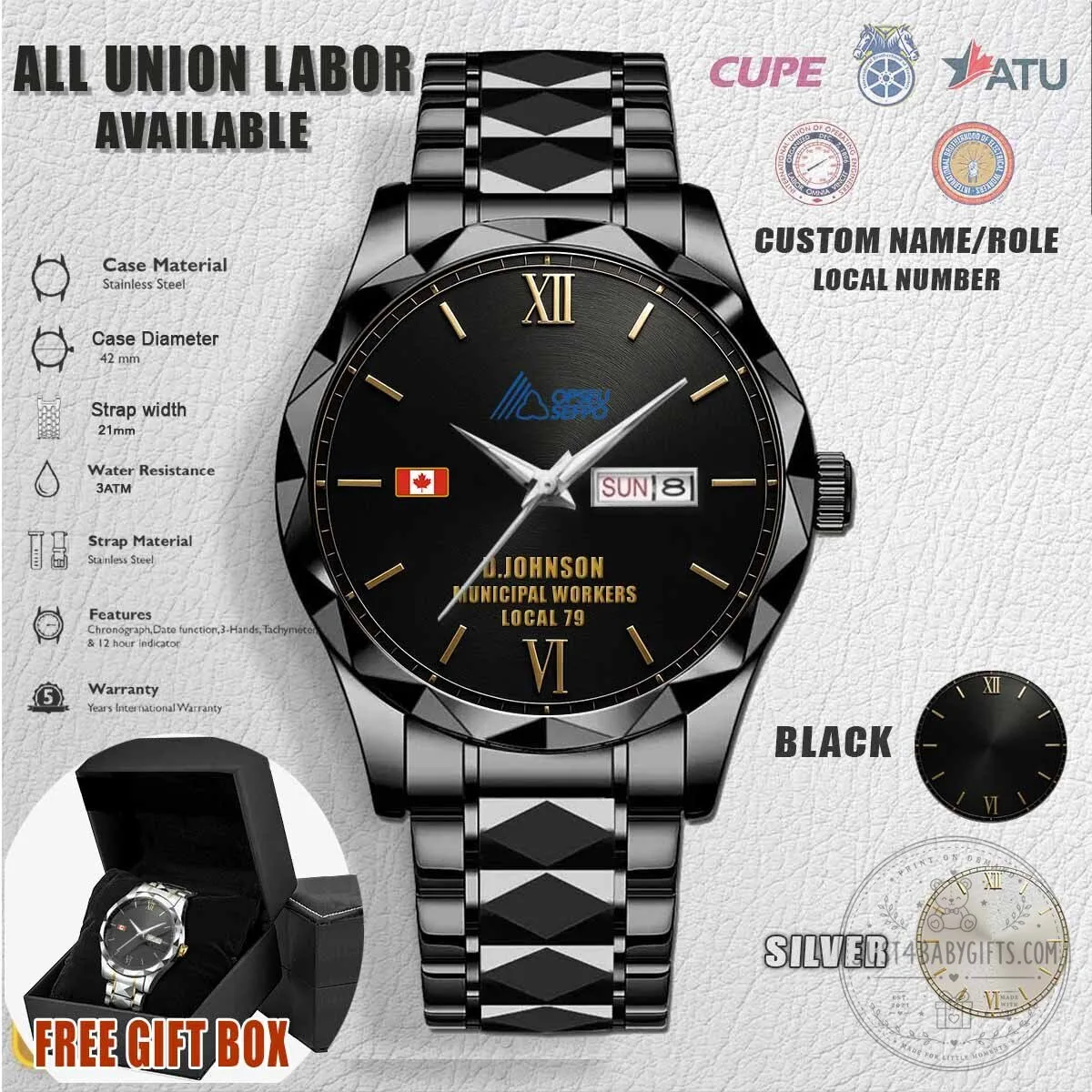 OPSEU Ontario Public Service Employees Union Stainless Steel Watch