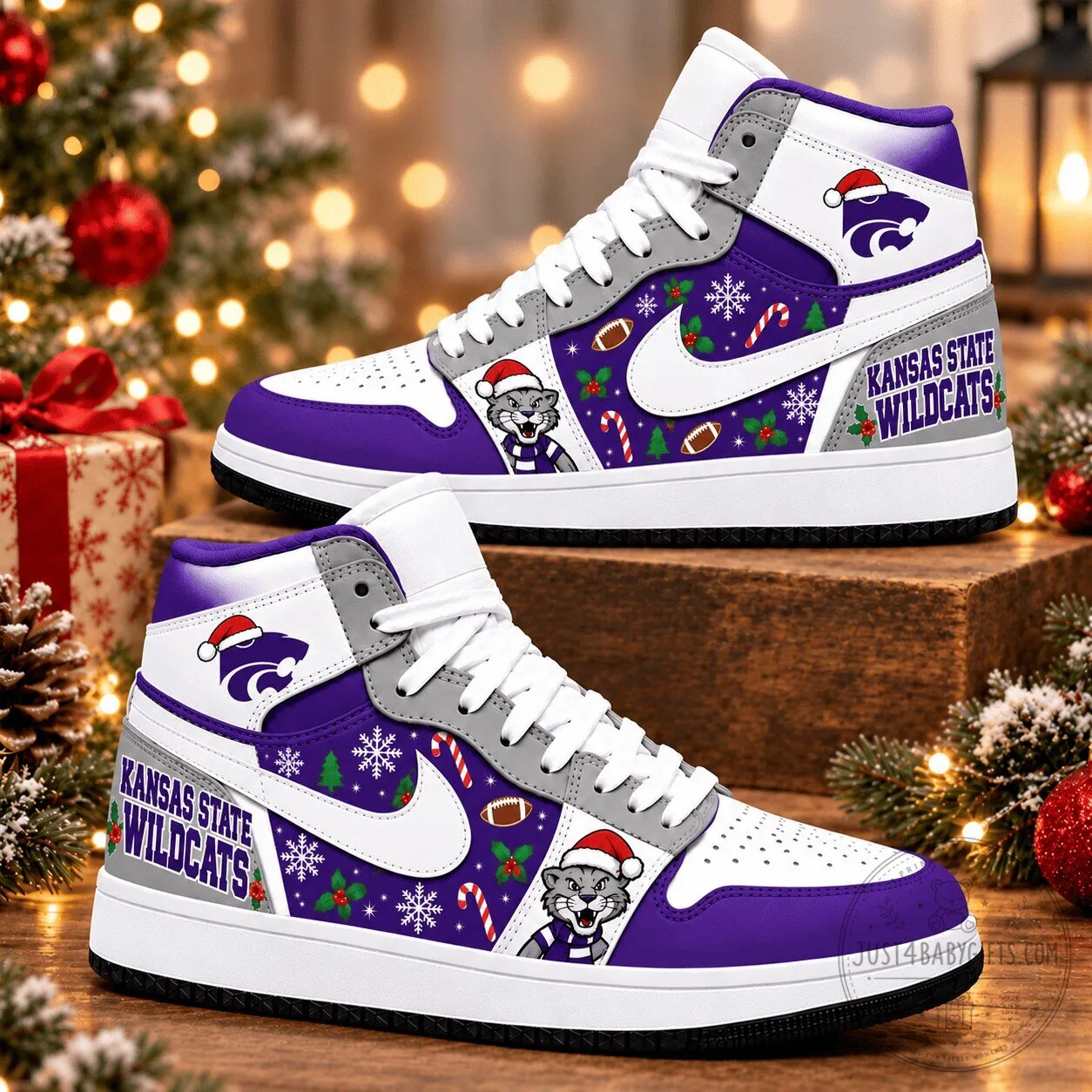 Kansas State Wildcats Christmas Holiday High Top Sneakers