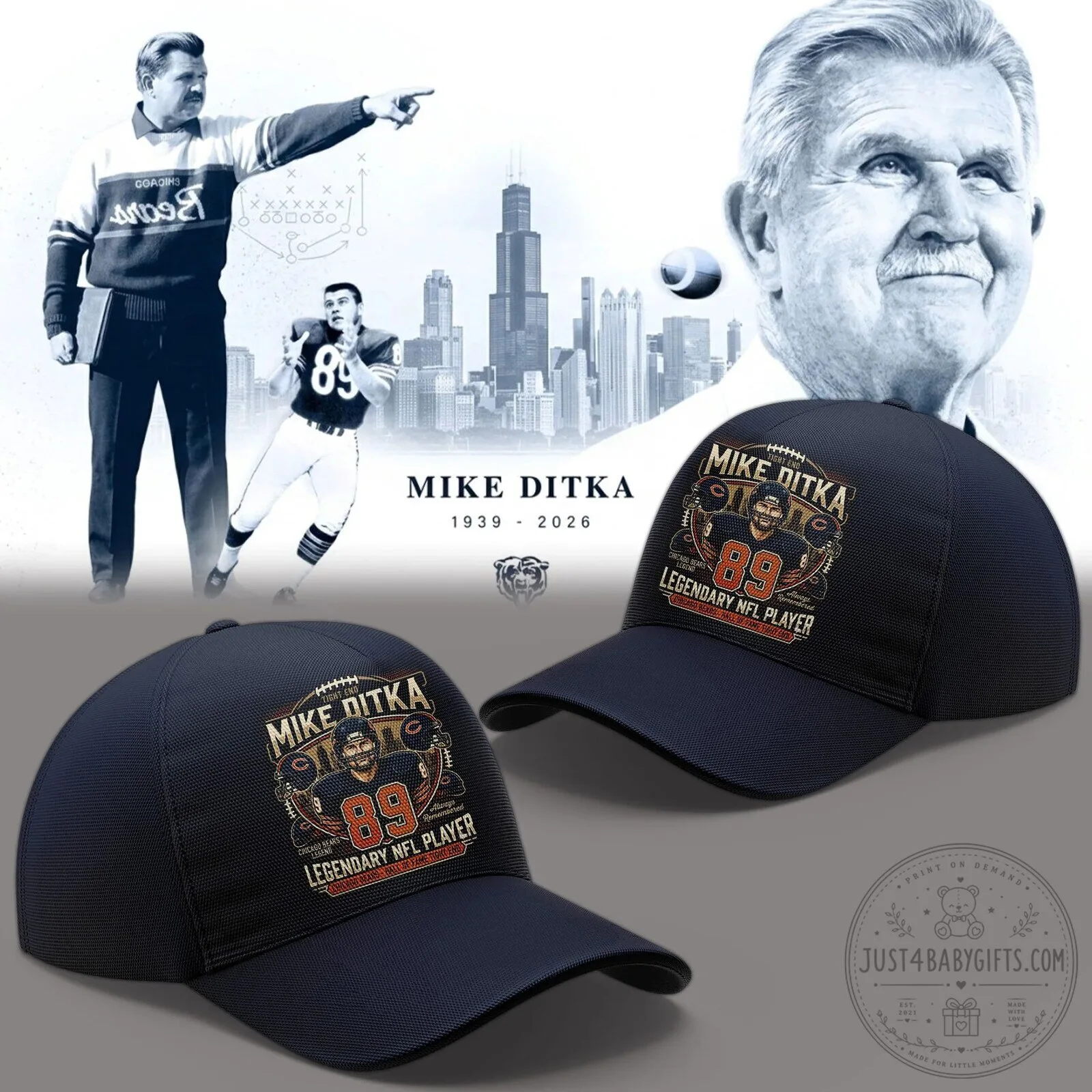 Mike Ditka Chicago Bears Football Legend Commemorative T-Shirt 12 Mike Ditka Chicago Bears Football Legend Commemorative T-Shirt