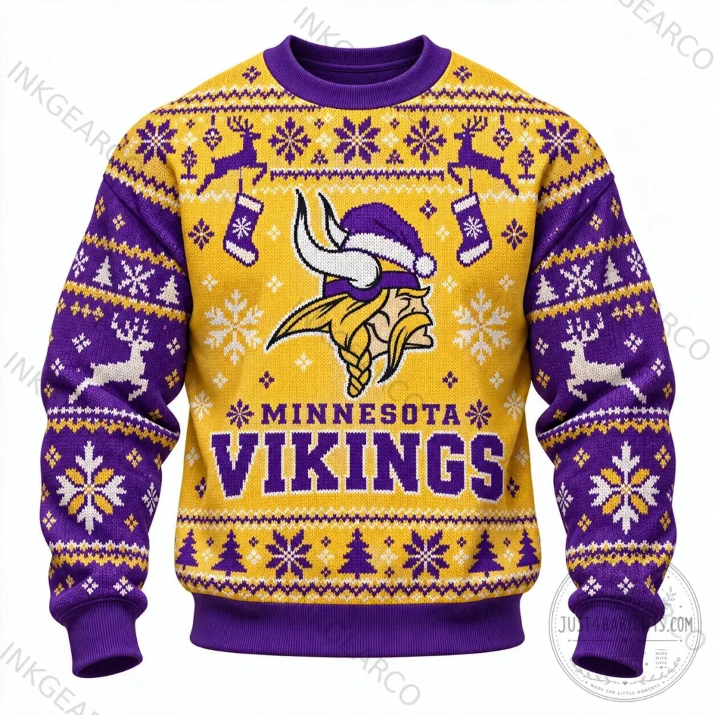 Minnesota Vikings Ugly Christmas Sweater Style Crewneck Sweatshirt Minnesota Vikings Ugly Christmas Sweater Style Crewneck Sweatshirt
