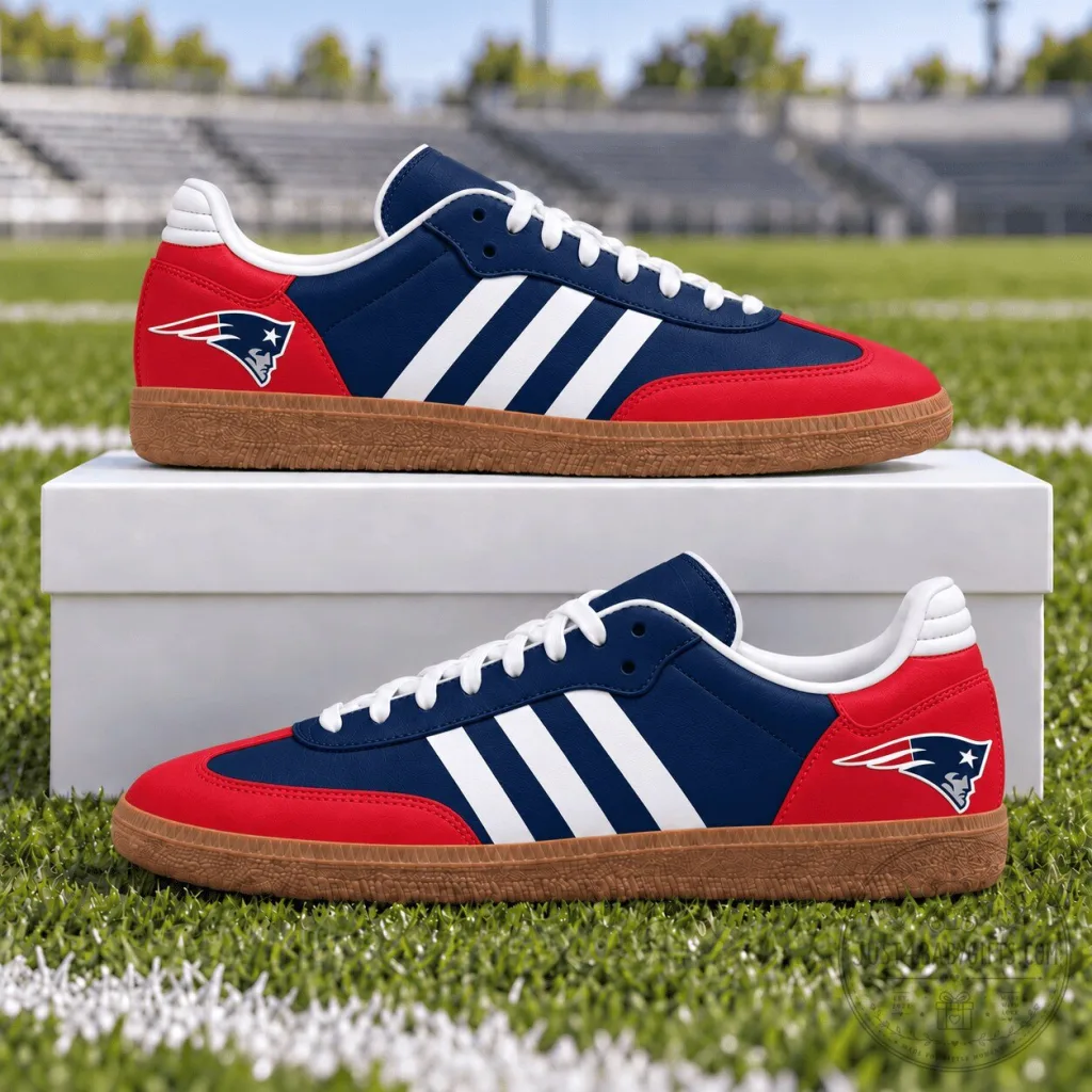 New England Patriots Three Stripes Blue Red White Team Logo Casual Shoes New England Patriots Three Stripes Blue Red White Team Logo Casual Shoes