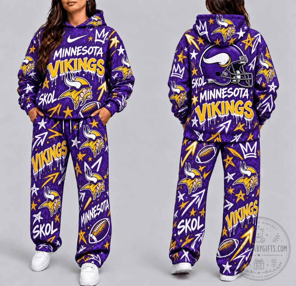 Minnesota Vikings Graffiti Art Purple Football Team Hoodie
