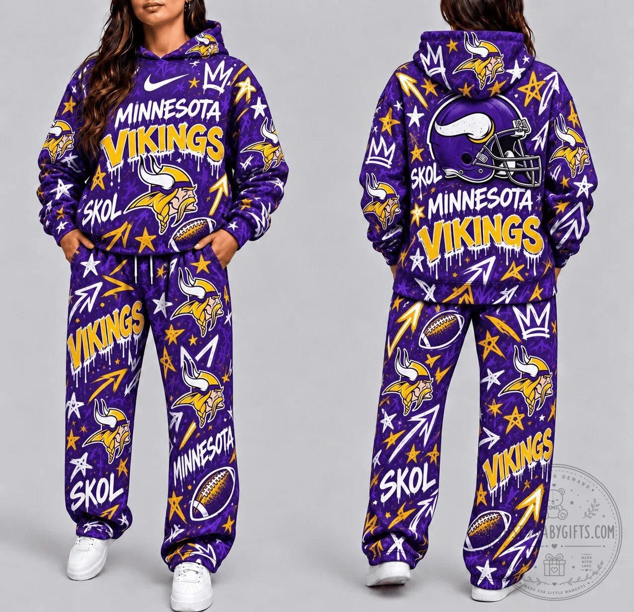 Minnesota Vikings Graffiti Art Purple Football Team Hoodie 1 Minnesota Vikings Graffiti Art Purple Football Team Hoodie