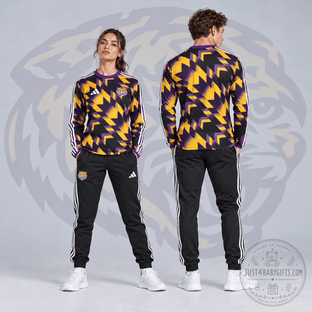Louisiana State University Tigers Dynamic Geometric Pattern Long Sleeve Shirt Louisiana State University Tigers Dynamic Geometric Pattern Long Sleeve Shirt