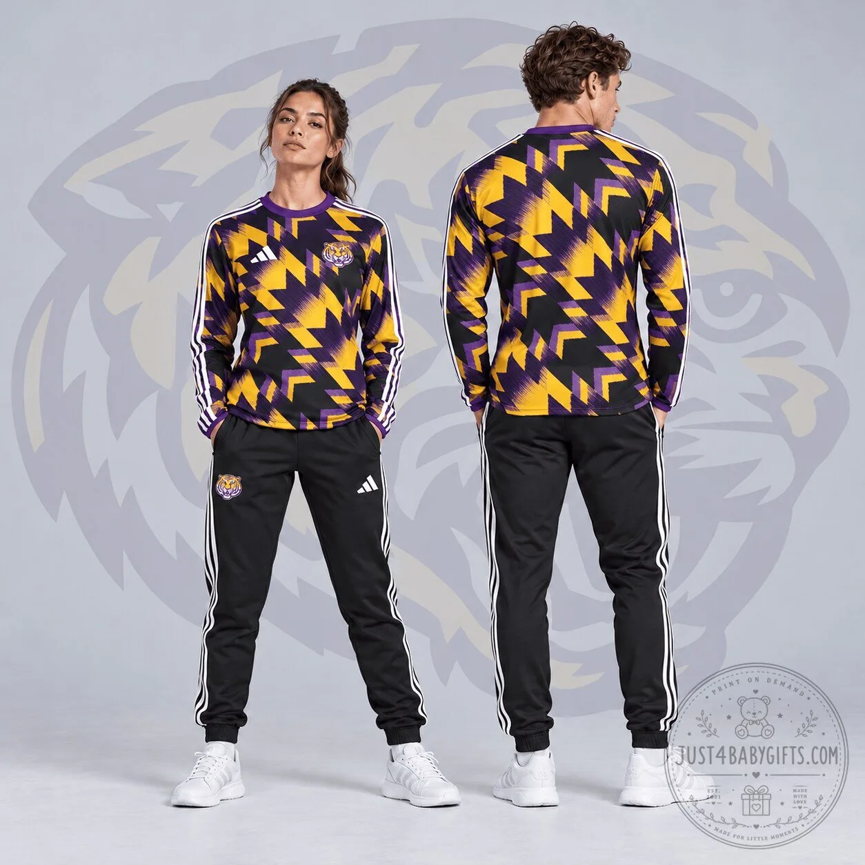 Louisiana State University Tigers Dynamic Geometric Pattern Long Sleeve Shirt
