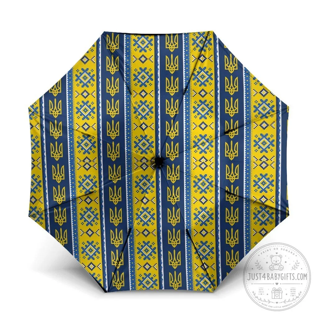 Ukrainian Trident Pattern Blue Yellow Umbrella