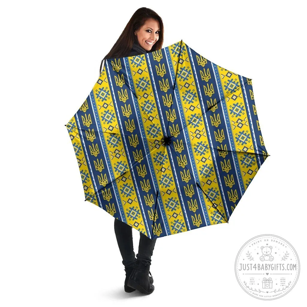 Ukrainian Trident Pattern Blue Yellow Umbrella 7 Ukrainian Trident Pattern Blue Yellow Umbrella