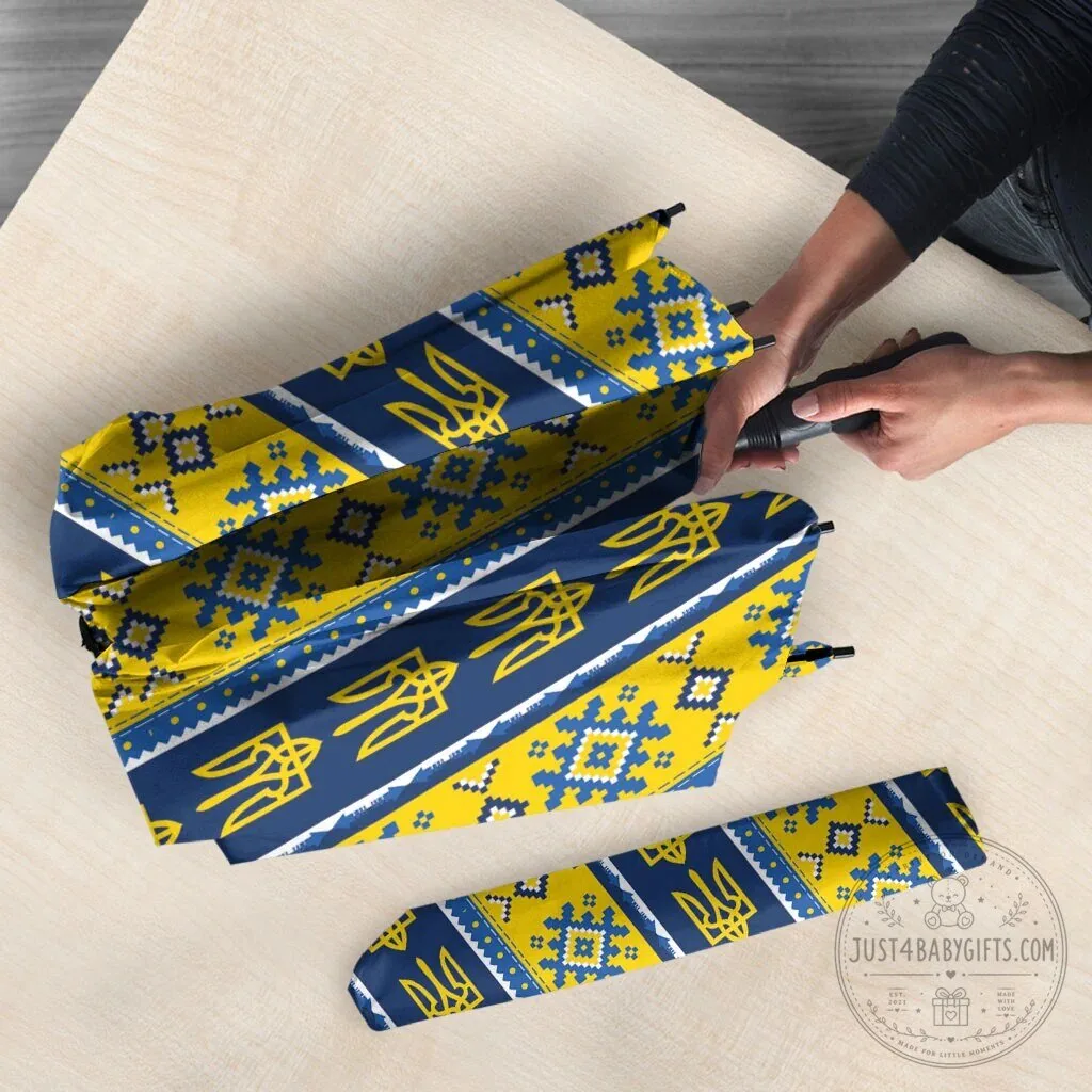 Ukrainian Trident Pattern Blue Yellow Umbrella 8 Ukrainian Trident Pattern Blue Yellow Umbrella
