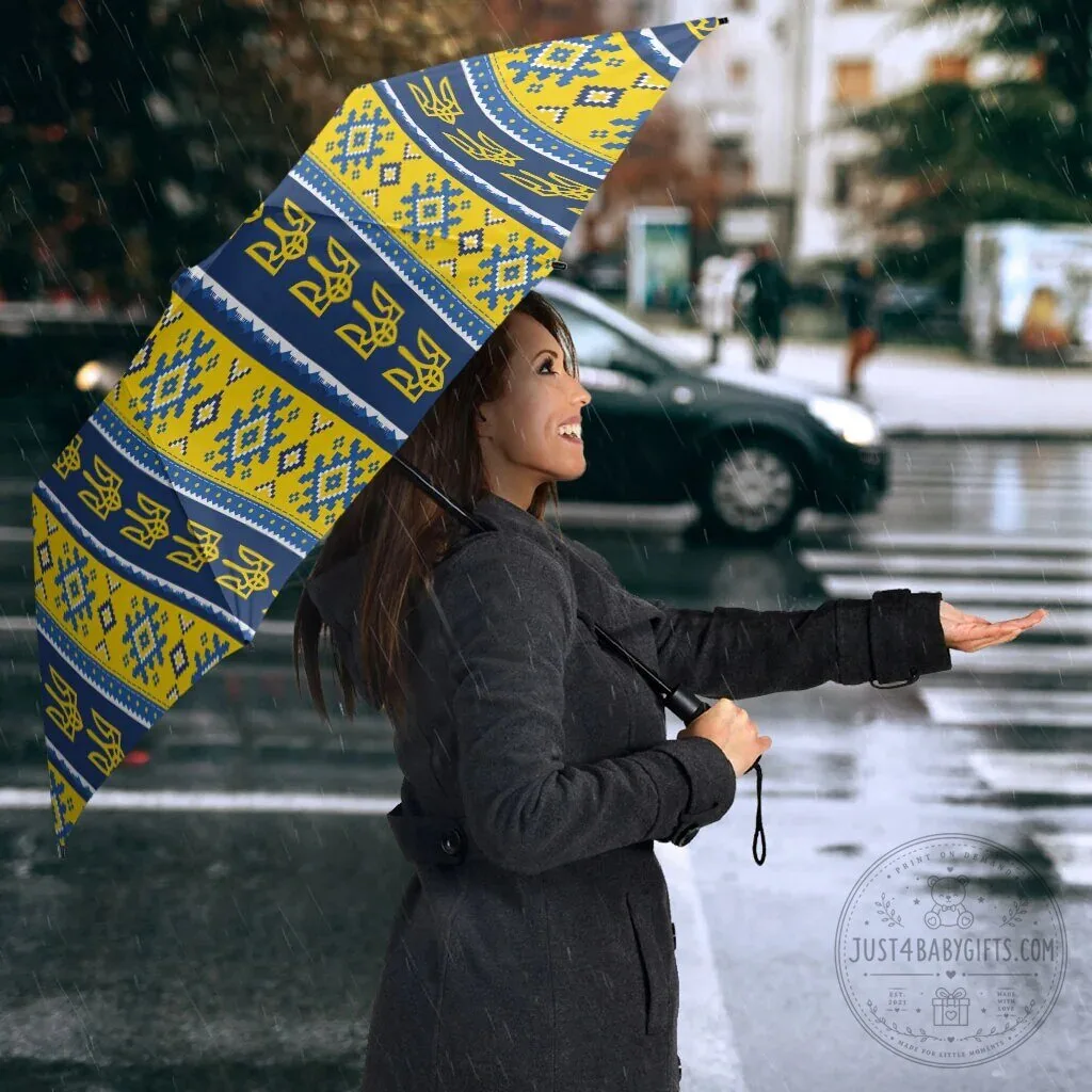 Ukrainian Trident Pattern Blue Yellow Umbrella 9 Ukrainian Trident Pattern Blue Yellow Umbrella