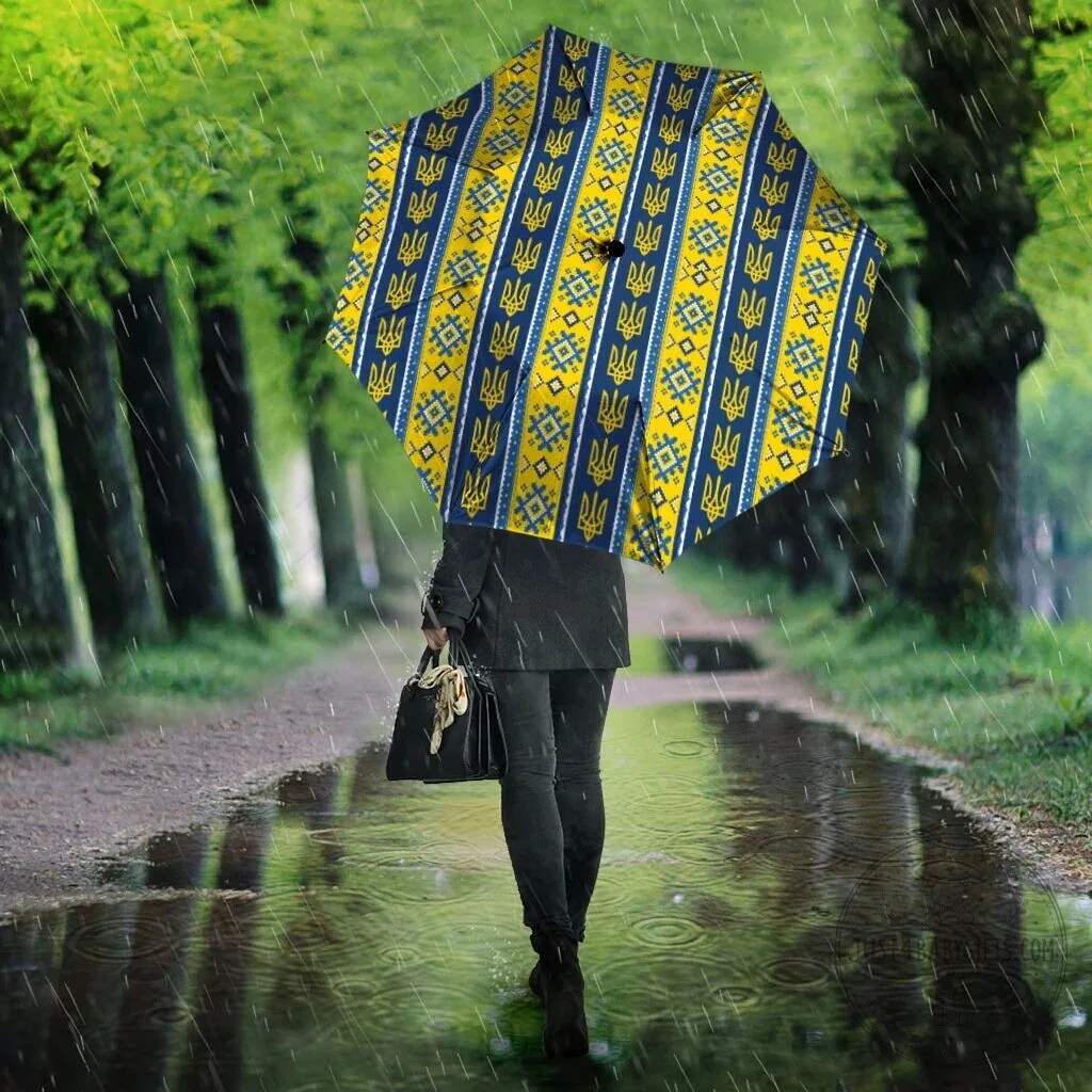 Ukrainian Trident Pattern Blue Yellow Umbrella 10 Ukrainian Trident Pattern Blue Yellow Umbrella
