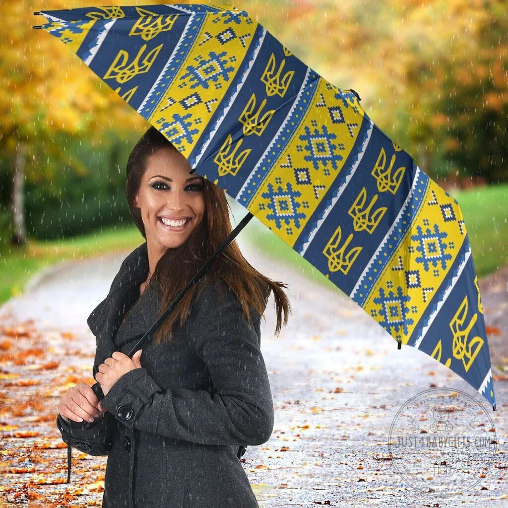 Ukrainian Trident Pattern Blue Yellow Umbrella 11 Ukrainian Trident Pattern Blue Yellow Umbrella