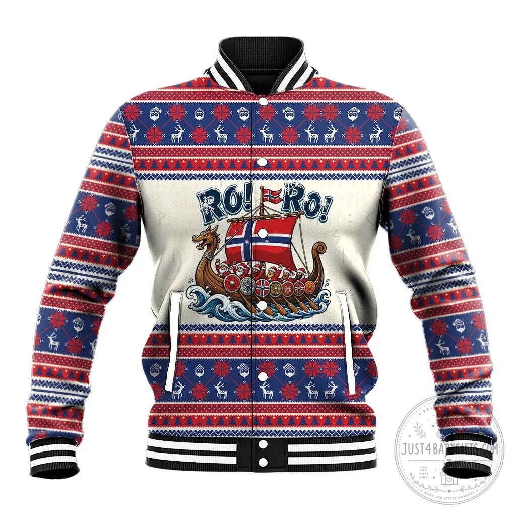 Norge Christmas Viking Santa Claus Ro Ro Holiday Baseball Jacket