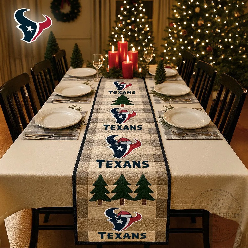 Houston Texans NFL Christmas Holiday Quilted Table Runner for Dining Table