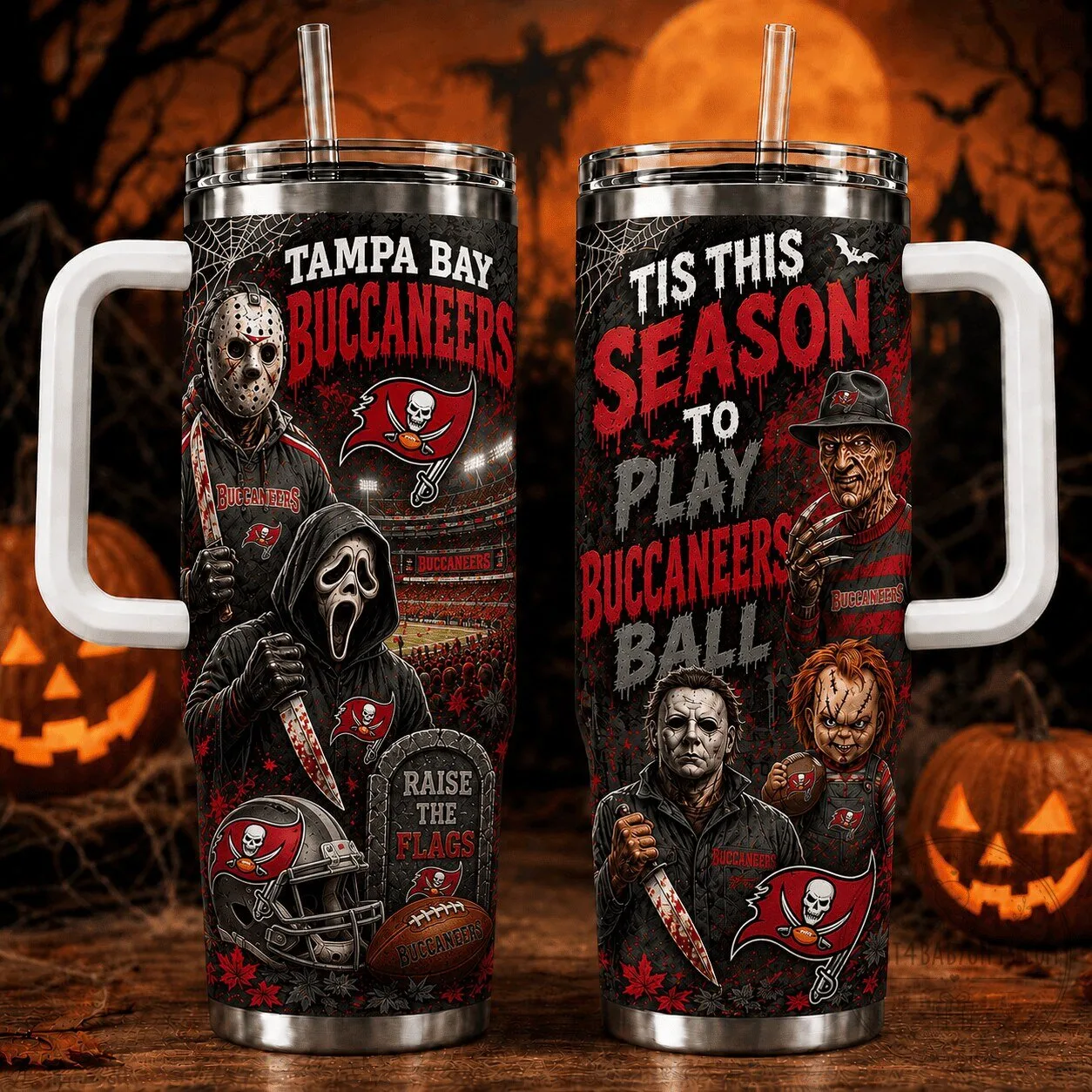 Tampa Bay Buccaneers Halloween Horror Movie Characters Tumbler