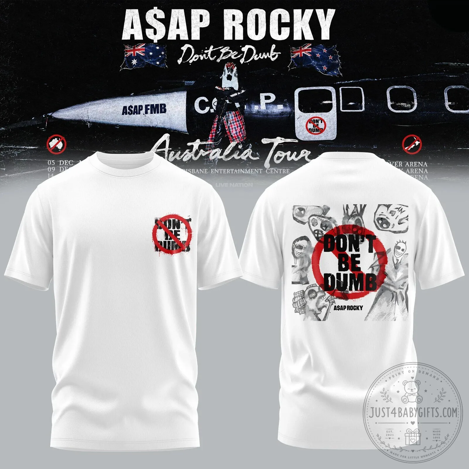 ASAP Rocky Don't Be Dumb Australia Tour Graphic T-Shirt