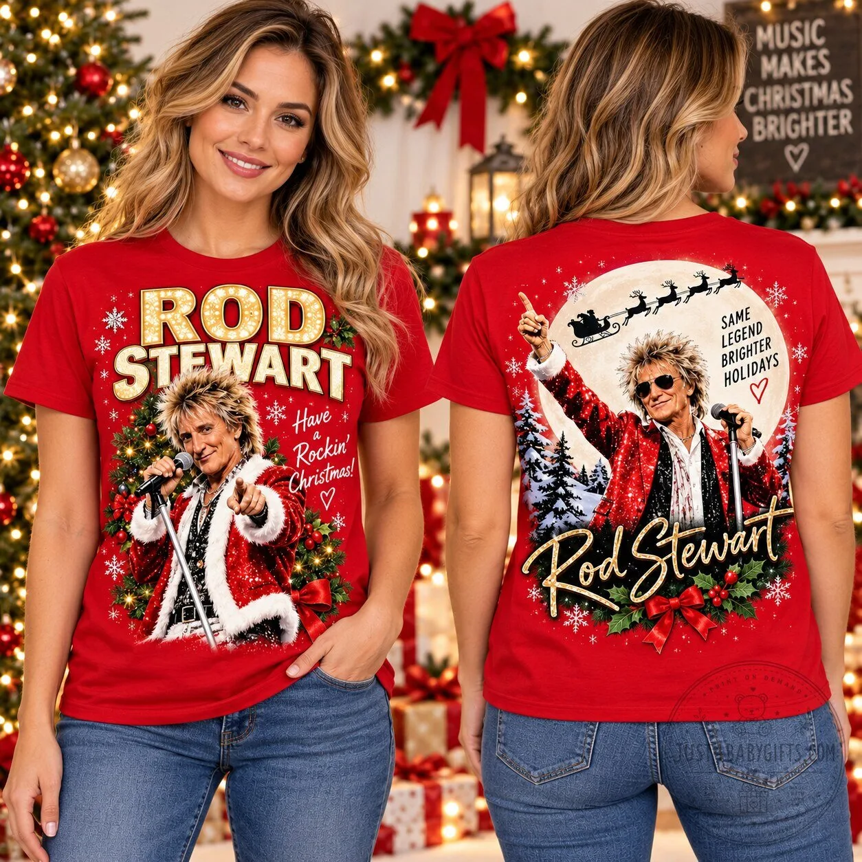 Rod Stewart Have A Rockin' Christmas Holiday Music Fan T-Shirt 1 Rod Stewart Have A Rockin' Christmas Holiday Music Fan T-Shirt