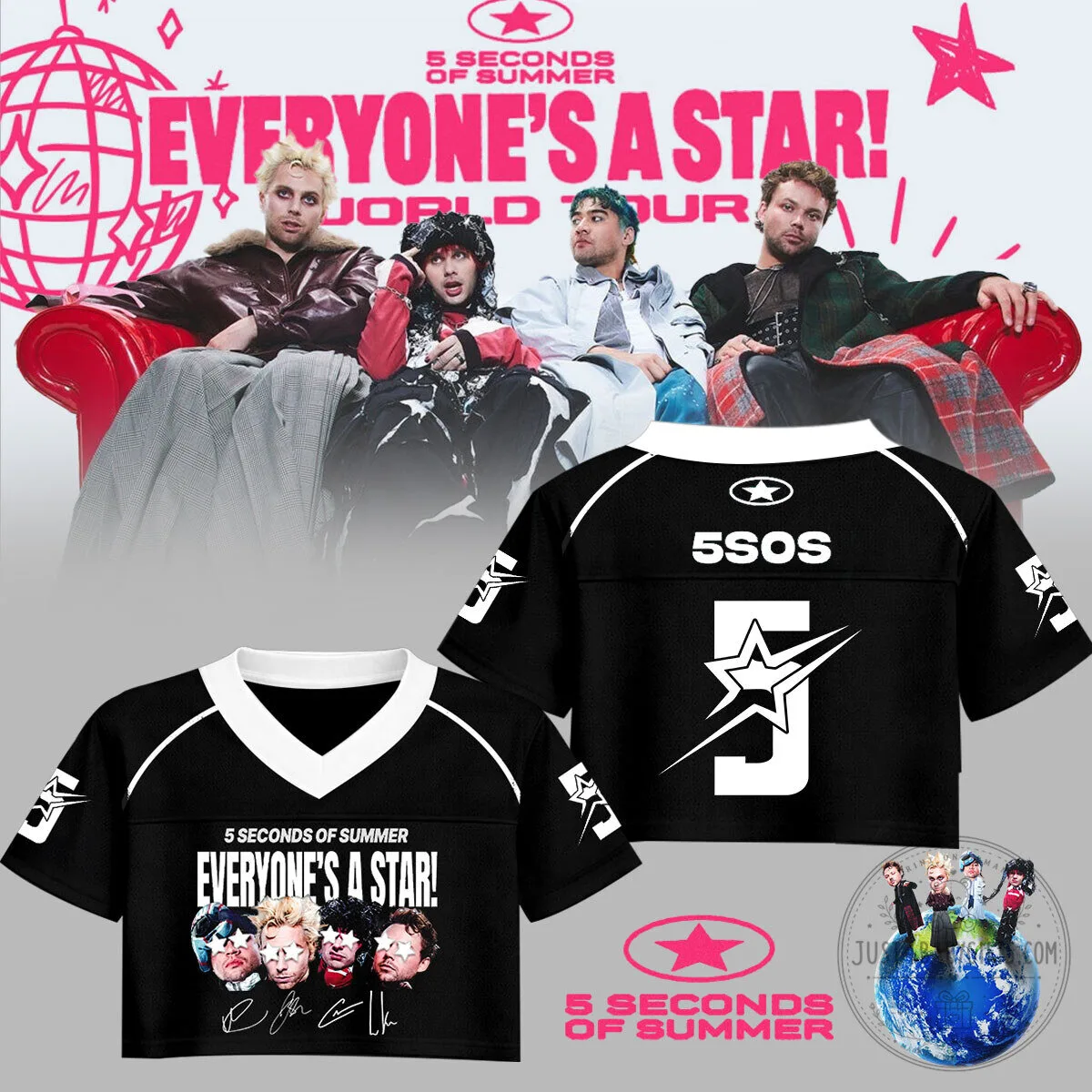 Cropped Football Jersey from 5 Seconds of Summer's Everyone's A Star World Tour 3 Cropped Football Jersey from 5 Seconds of Summer