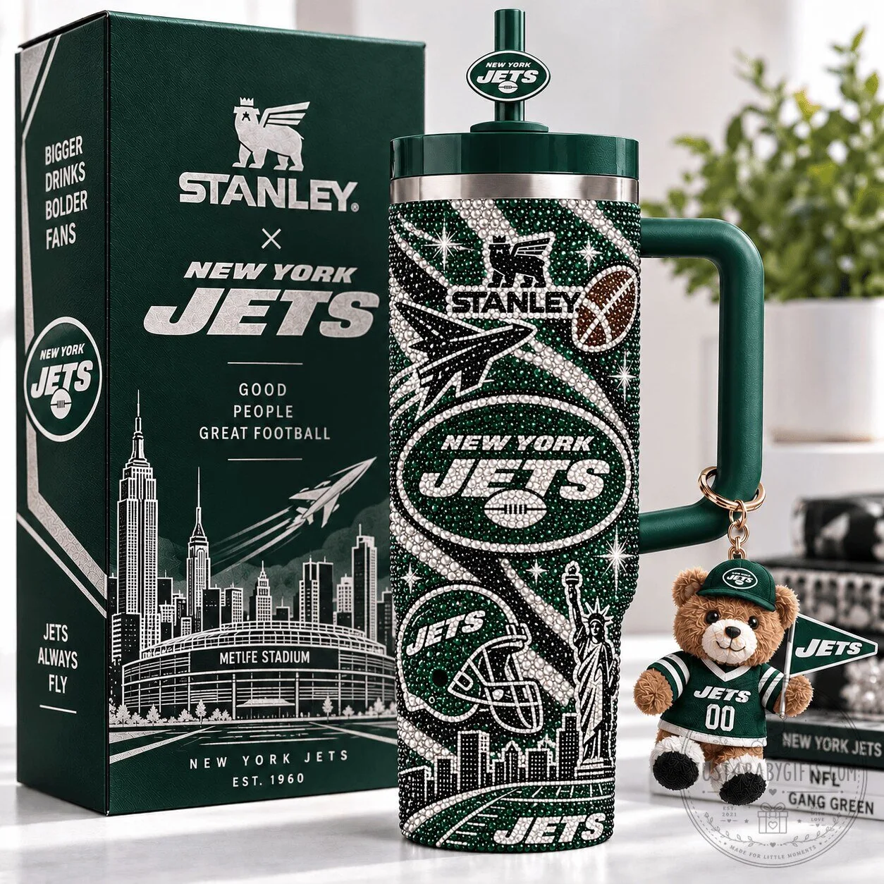 New York Jets Stanley 40oz FlowState Quencher H2.0 Tumbler with Handle