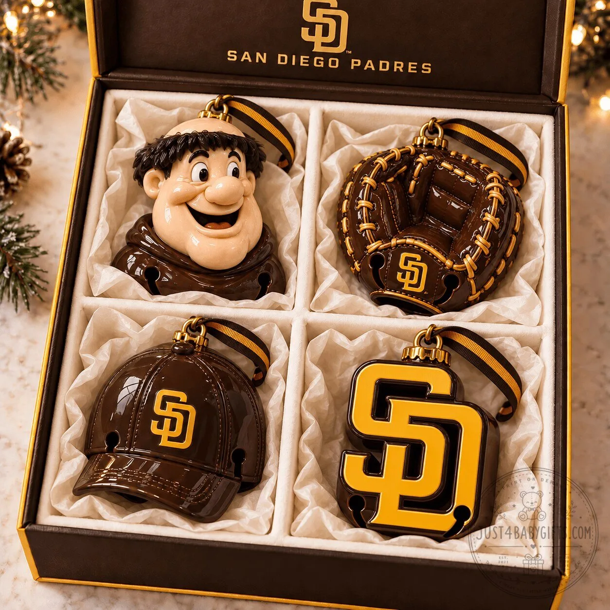 San Diego Padres Christmas Tree Ornament Set Holiday Decor