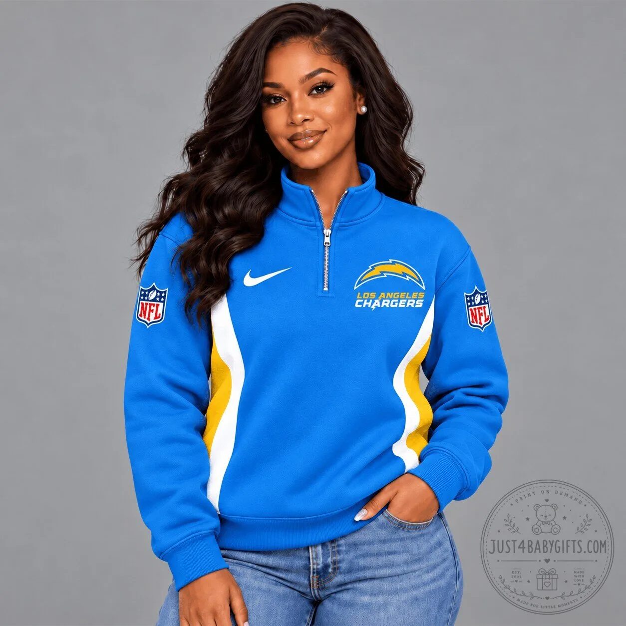 Los Angeles Chargers NFL Quarter-Zip Sweatshirt for Women