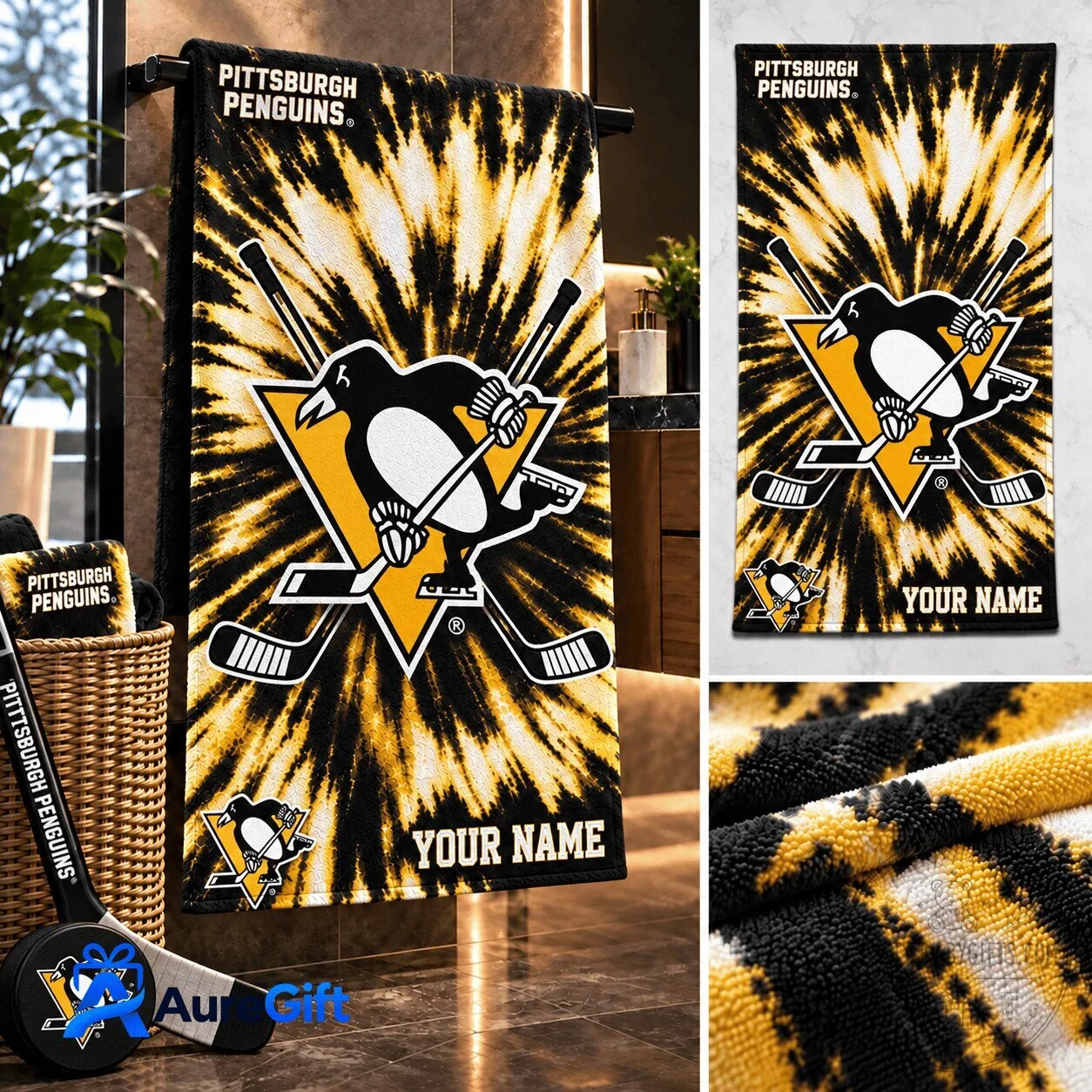 Pittsburgh Penguins NHL Tie Dye Personalized Bath Towel 3 Pittsburgh Penguins NHL Tie Dye Personalized Bath Towel